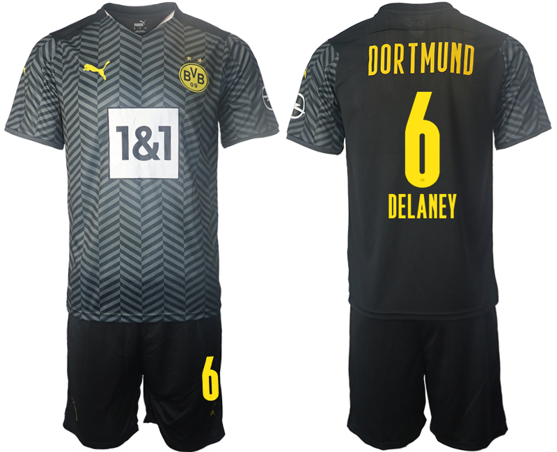 Men 2021-2022 Club Borussia Dortmund away black #6 Soccer Jersey->borussia dortmund jersey->Soccer Club Jersey